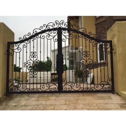 China iron company fancy automatic remote control driveway wrought iron gates hc-4