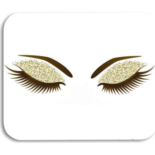 Eyelash Mouse Pad Woman Eye With Long Eyelashes Makeup Golden Glitters Eyeshadow Gaming Mouse Pad Rubber Large Mousepad