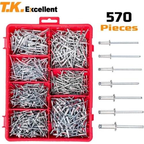 Small Head Aluminum Dome Head Blind Pop Rivets Assortment Kit,570Pcs+ Drill 3Pcs