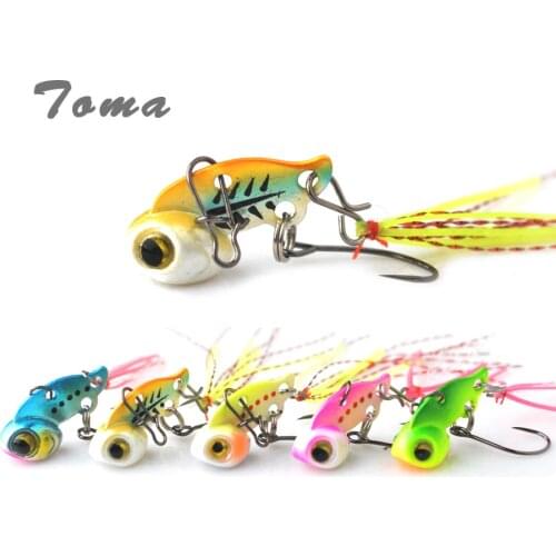 TOMA Mini VIB Metal Lure Micro Vibration Fishing Lures 3g 6g Spinner Bait Spoon with Single Hook Artificial Baits Fishing