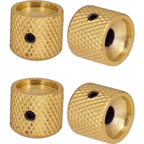 4pc Metal Knurled Guitar Volume Tone Control Knobs Potentiometer Cap -Golden