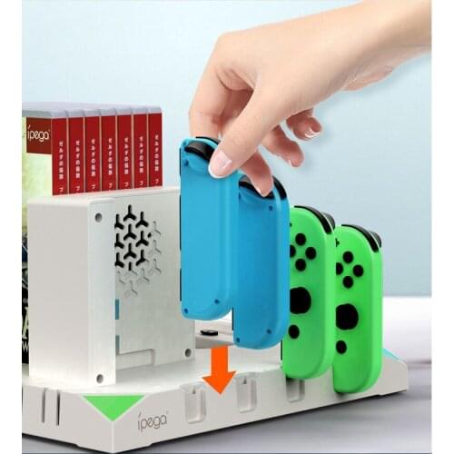 New iPEGA PGSW036 9 in 1 Charging Dock USB Charging Station For Nintendo Switch Joy-con Gamepad Dual Charger with Game disc rack