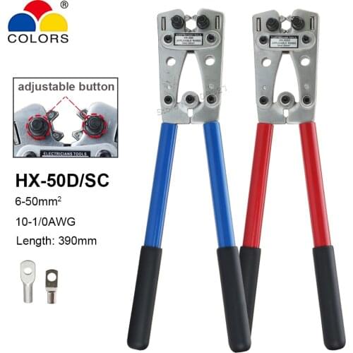 Crimping Pliers 6-50mm2 10-1/0AWG Cable Lugs Connectors SC DIN Copper Wire Naked Terminals Crimper alicates Crimping Hand Tools