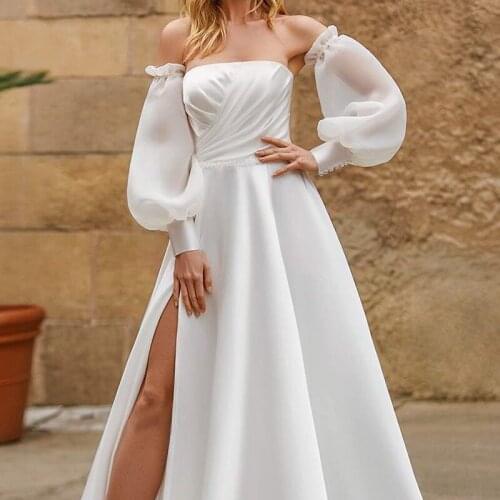 Organza Bridal Sleeves White Wedding Puff Sleeves Detachable Bridal Bicep Handmade Customized For Elegant Wedding Boleros 2021