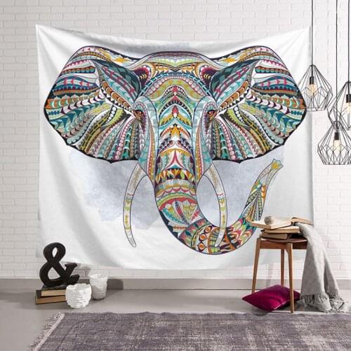 Animal Elephant Tapestry Polyster Printed Decorative Mandala Tapestry Indian Wall Carpet