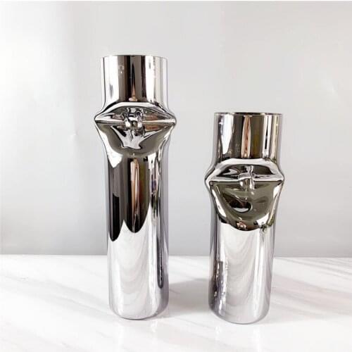 Modern simple European cylindrical flat shape glass flower arrangement model house sales office soft decoration