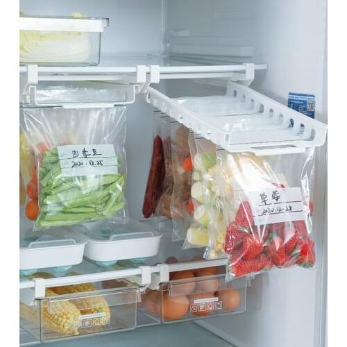 Storage rack of fresh-keeping bags, telescopic storage rack of sealed bags for household use in kitchen