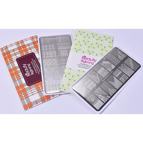 Beauty Bigbang 2PCS Nail Art Stamping Plates Set Geometry Lace Flower Egypt Cute Animal Printer Nail Stamp Stencil Template