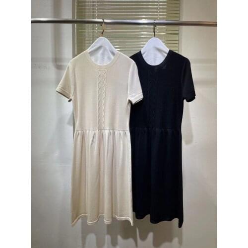 High-end Runway Design Knitted Dress Women 2021 New Spring Summer Short Sleeve Midi Ladies Hot Sale High Quality Dresses