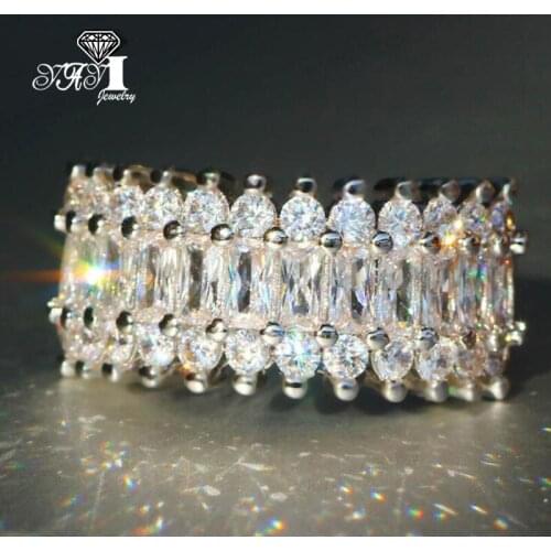 YaYI Jewelry Princess Cut 6.9 CT White Zircon Silver Color Engagement Rings wedding Heart Rings Girls Party Rings Gifts 871