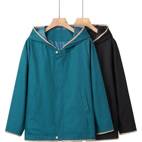 2021 New Autumn Womens Jacket Long Coat Loose Hooded Jacket Casual Female Windbreaker Basic Jackets Outwear Plus Size 5XL