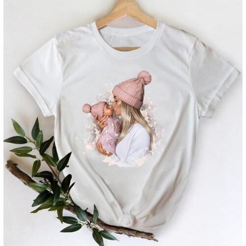 T-shirts Women 2021 Cartoon Baby Fashion Mama Mom Mother Love 90s Clothes Stylish Tshirt Top Lady Print Ladies Tee T-Shirt