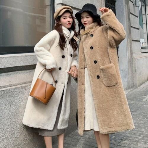 Winter Womens Fur Coat Long Parkas Coat Female Lamb Cashmere Coats Women Teddy Hair Coat Loose Warm Lambskin Teddy Plush Coat