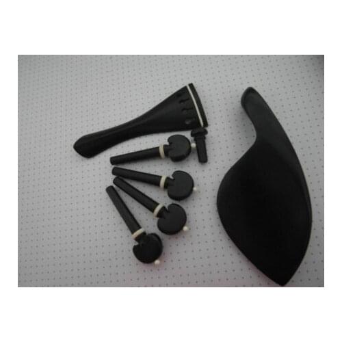 1set ebony wood violin part 4/4 inlay Ox bone, pegs, tailpiece, Chinrest