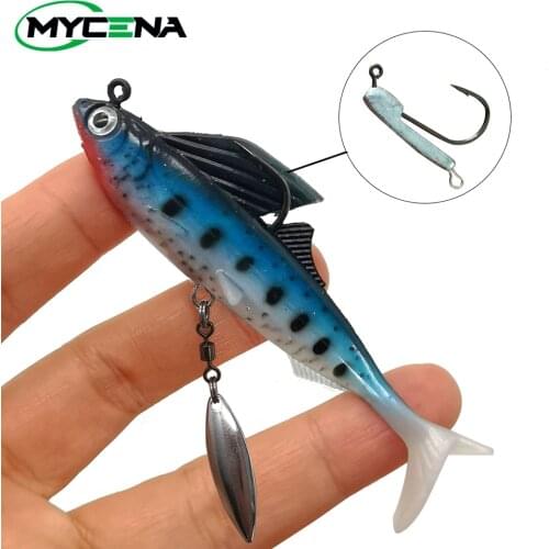 1pc 8.5cm/13g Rubber fish with spinner soft bait with lead hook Lead head fish fishing lure for bass and pike fishing