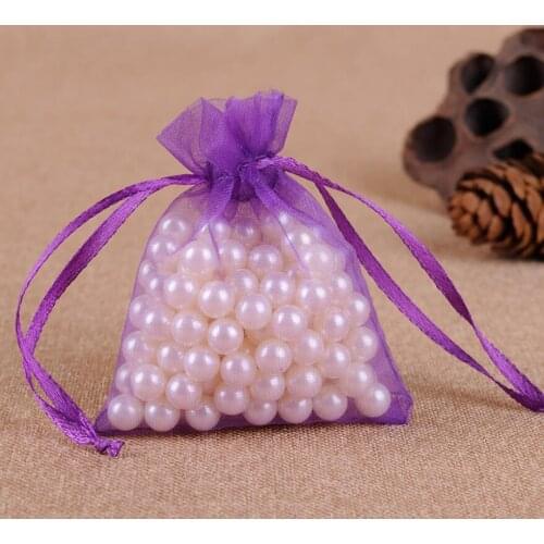 10pcs Jewelry Bag Wedding Gift Drawstring Design Organza Jewelry Bag Display Packaging Jewelry Pouches Solid Color