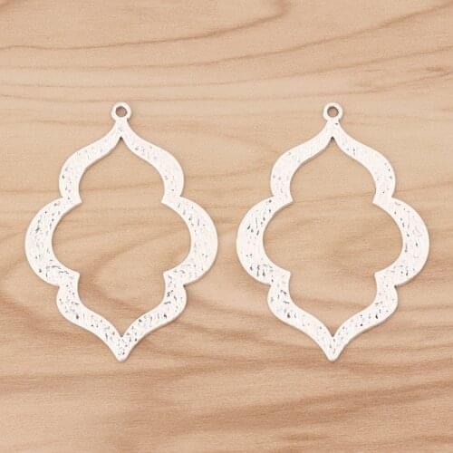 10 Pieces Large Open Hollow Charms Pendants 2 Sided for Earring Jewellery Making Findings 53x39mm