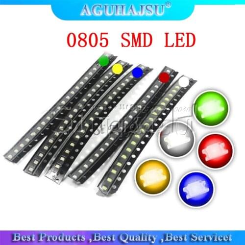 100pcs=5colors x 20pcs 0805 SMD LED diodes light yellow red green blue White Hot sale