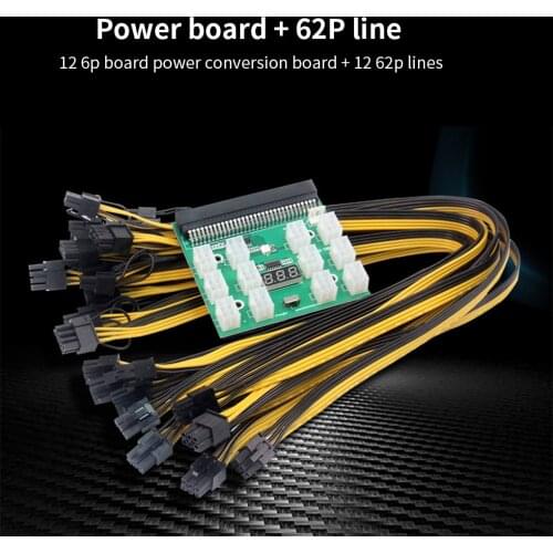1200w/750w Breakout Board + 12pcs 6P Male to (6+2)8P Male Power Cables Kits For HP PSU GPU Mining Ethereum