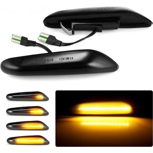 2PCS Smoke Lens Dynamic Flowing LED Turn Signal Side Marker Lights Blinker Lamp for-BMW E46 E90 E91 E92 E93 E60