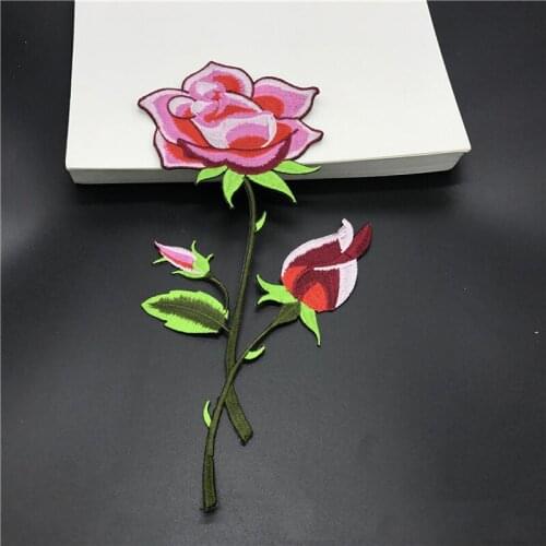 20pcs Rose Flower Jacket Patchwork Iron On Patches For Clothing Applique Embroidered Patch bordados Garment Decor Biker Badge