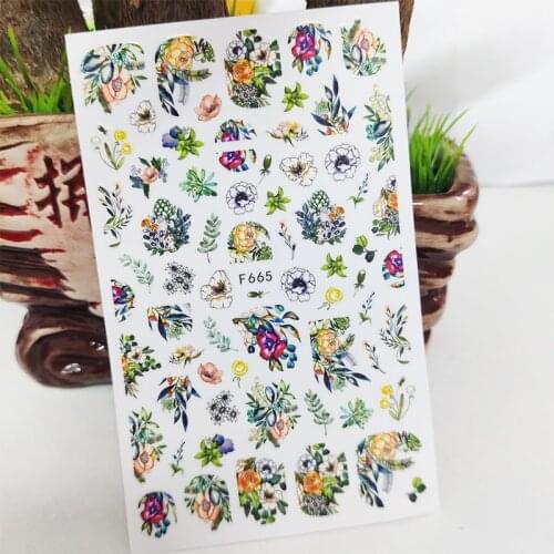 3D Nail Sticker Decals Fashion Flowers Bouquet Nail Art Decorations Stickers Sliders Manicure Accessories Nails Decoraciones