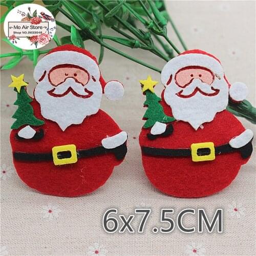 6CM 5pcs Non-woven patches Father Christmas Felt Appliques for clothes Sewing Supplies diy craft ornament