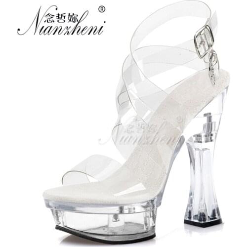 6 Inch Super High Stripper Heeled Shoes Sexy Fetish Rransparent Crystal Sandals Roman Hollow 14CM Nightclub Queen Trend Style