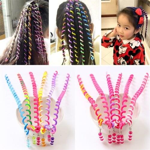 6pcs/lot Childrens Color Braided Hair Tie Girls Curly Hair Tie Hair Tools Twist Braids Little Girls Hair Accessories