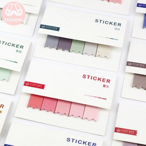 Mr Paper 100pcs/lot 8 Colors Gradual Change Memo Pad Sticky Notes Notepad Student School Study Diary Self-Stick Note Memo Pads