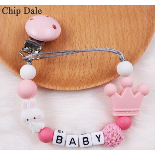 Chip Dale Rabbit Personalized Name Baby Pacifier Clips Holder Chain Infant Dummy Clips Newborn Attache Sucette Baby Feeding