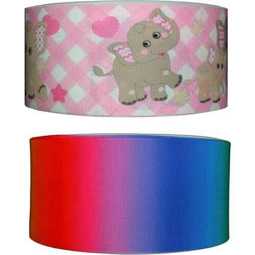 DHK 3'' 5yards gradient color elephant printed grosgrain Ribbon Accessory hairbow headwear decoration DIY 75mm Wholesale E1608