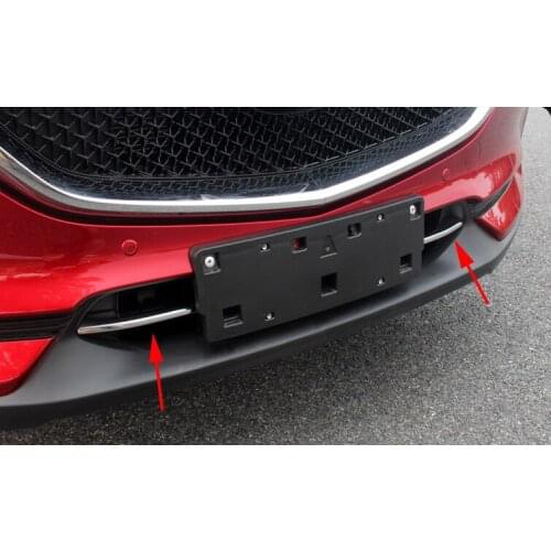 For Mazda CX5 CX-5 2017-18 Steel Chrome Front Bottom Bumper Protector Lower Moulding Grill Grille Hood Cover Car Accessories 2pc