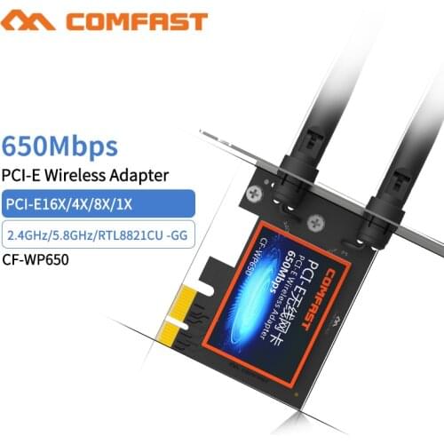 Comfast Dual Band Wireless-AC Desktop PCI-E 650Mbps 802.11ac 2.4G/5Ghz WiFi PCI Express Wireless WiFi Adapter for Winow 7/ 8 /10