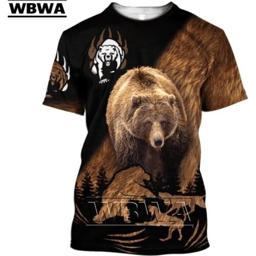 Animal bear 3D Printed men t shirt Harajuku Fashion Short sleeve shirt summer streetwear Unisex tshirt tops Drop shipping