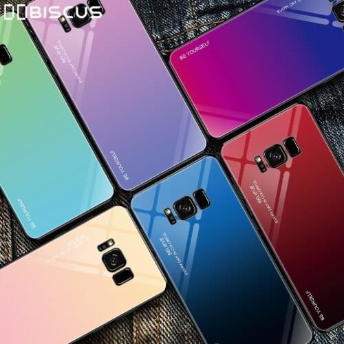 Gradient Tempered Glass Case For Samsung Galaxy Note 8 9 10 Lite S8 S9 S10 Plus S20 Ultra J4 J6 J8 A6 A8 A7 2018 Colorful Cover