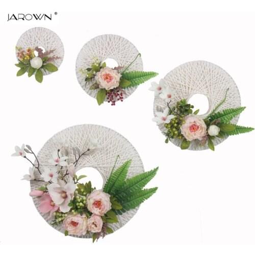 JAROWN 4pcs/set Artificial Flowers White Paper Wreath For Wall Decoration Silk Decorative Fake Flowers For Wedding Home Party