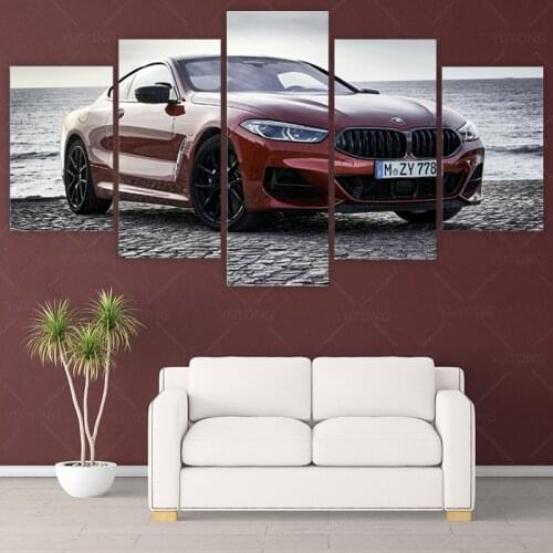 HD printing modern 5 panel BMW 8 series car picture painting living room wall artist residence decorative canvas modular poster