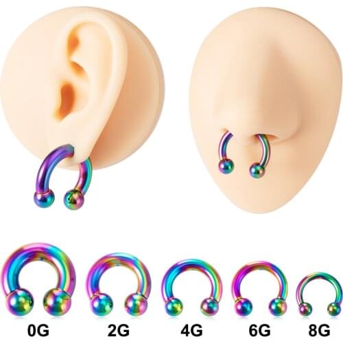 1PC 0G-8G Ear Gauge Circular Barbells Horseshoe Ear Piercing Weights Stretcher Expander Surgical Steel Septum Piercing Jewelry