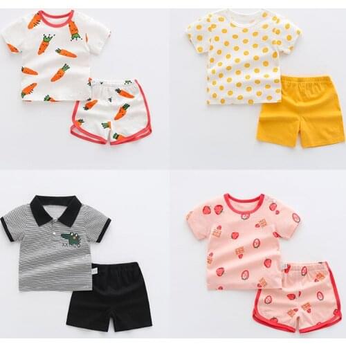 Summer Baby Short Sleeve Tracksuit Baby Clothes Baby Child 1 2 3 4 Yrs Toddler Children Clothes Boy Girls T Shirt Shorts Suits