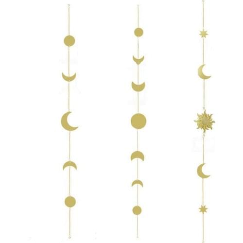 Metal Sun-Shaped Ornaments Disc Pendant Window Childrens Living Room Wall Hanging Star Linear Decoration