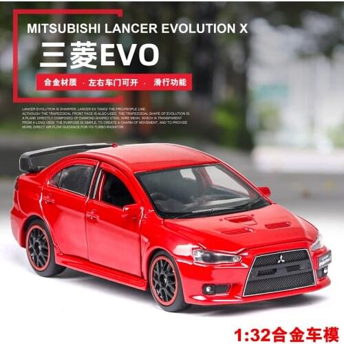 1:32 high simulation Mitsubishi wing God EVO open door with sound and light alloy toy car model ornaments for children gifts