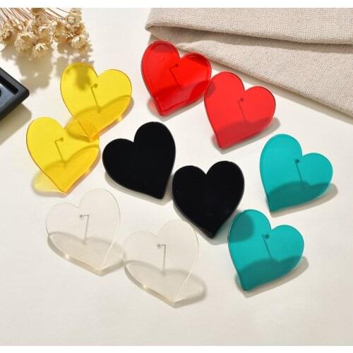 MESTILO Trendy Interesting Acrylic Stud Earrings For Women Girl Big Love Heart Dangling Earring Classic Club Jewelry Brincos Hot