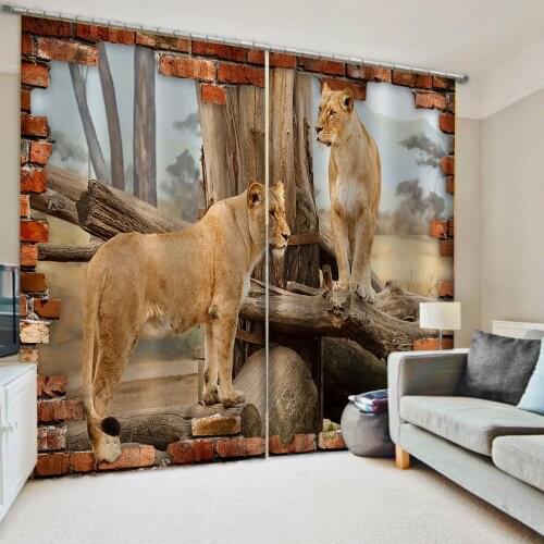 Fashion Customized 3D CurtainsPhoto 3D Curtains for Living Room Window lione curtains