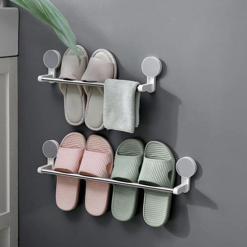 No punching wall slipper rack bathroom kitchen towel rack storage drain shoe rack