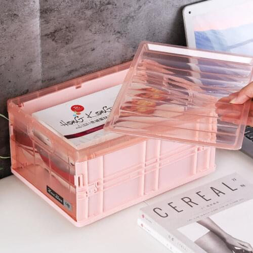 Desktop Folding Storage Basket Sundry Toys Snack Box Dormitory Artifact Storage Basket with Cover Office Supplies