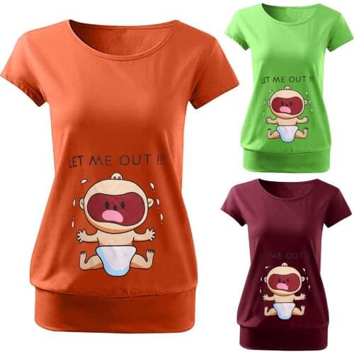 New fashion maternity dress maternity dress cute funny baby letter print short-sleeved T-shirt