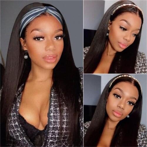 180 Density Headband Wig Human Hair Wigs Brazilian Straight Hair Wigs Remy Human Hair Wigs for Black women No Glue No Sew In