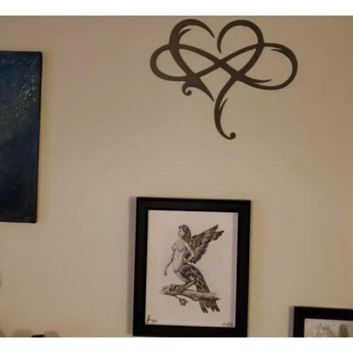 Practical Hanging Love Infinity Heart Metal Wall Art Home Decor Infinity Heart Wall Sign Sculpture for Home Wedding Decor