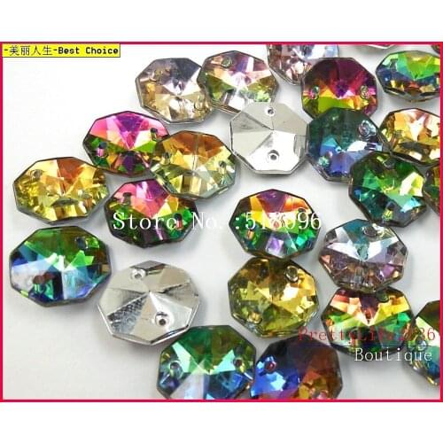 COme On Honey,Octagon Rhinestones,Rainbow Multi Red 14mm Stones and Crystals Strass Crystal For Sewing Accessories Artware Dress